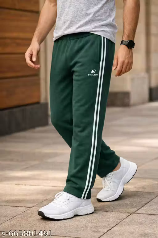 Men Cotton Jogger Track Pants with Contrast Side Stripes | Soft Knit with Side Pockets