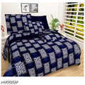 RHEXHOTIC 145 TC 3D Printed PolyCotton Double Bedsheet with 2 Pillow Covers (Size - 90x90 Inches)