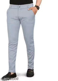 Men Light Grey Casual Trouser | Lycra Stretchable Regular Fit Solid Pants | Office & Daily Wear