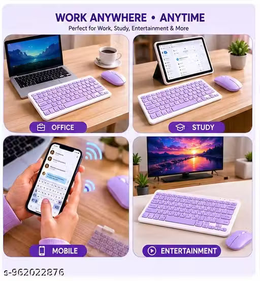 Wireless Bluetooth Keyboard and Mouse Combo | Rechargeable Silent Keyboard Mouse Set with 3 Color Backlight, Bluetooth Connectivity,