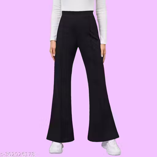 Dream Beauty Fashion Women's Solid Bell Bottoms Black Trousers & Pants