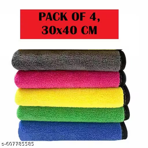 Pack of 4 Microfiber Towels – 30x40 cm, Soft, Absorbent & Reusable Cleaning Cloths for Kitchen, Home, Car, Windows & Electronics