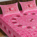 RAJASTHANI 100% JAIPURI COTTON DOUBLE BEDSHEET WITH 2 PILLOW COVER