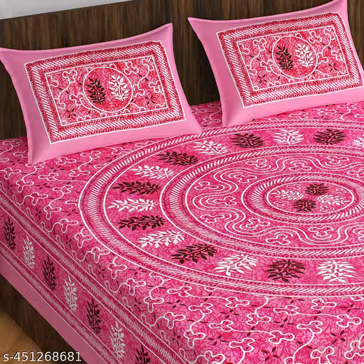 RAJASTHANI 100% JAIPURI COTTON DOUBLE BEDSHEET WITH 2 PILLOW COVER
