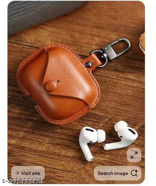 Premium Leather AirPods Case Cover brown | Shockproof Protective Case with Keychain | Stylish Wireless Earbuds Cover