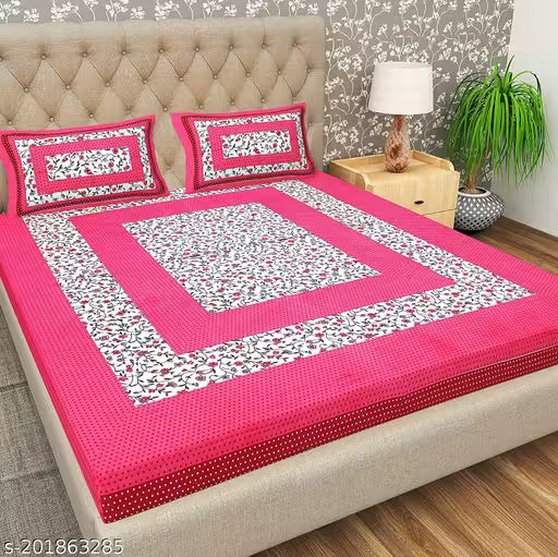 100% cotton jaipuri bedsheet double bed sheet with 2 pillow cover / single bedsheet come with 1 pillow cover