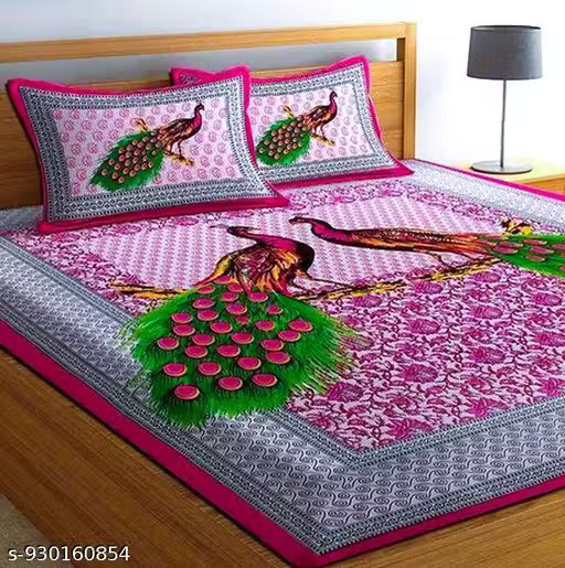 Jaipuri Cotton Double Bed Bedsheet Combo Of 1 bedsheet With 2 Pillow Cover