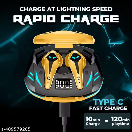 Hoppup Xo3 Gaming Earbuds with 35MS Low Latency, 13MM DRIVERS & 50H PlayTime Bluetooth Headset (Yellow, True Wireless)