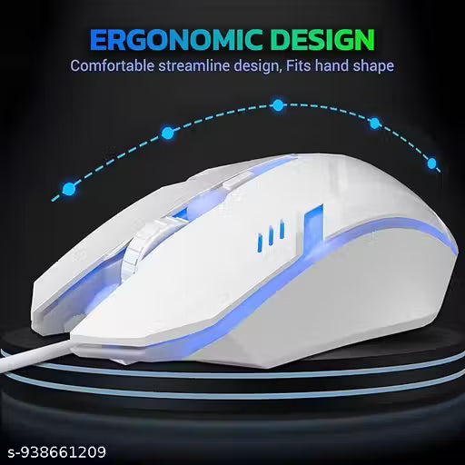Wired Optical Gaming Mouse | 2400 DPI Sensor | 4 Durable Buttons | Multicolour Backlight White