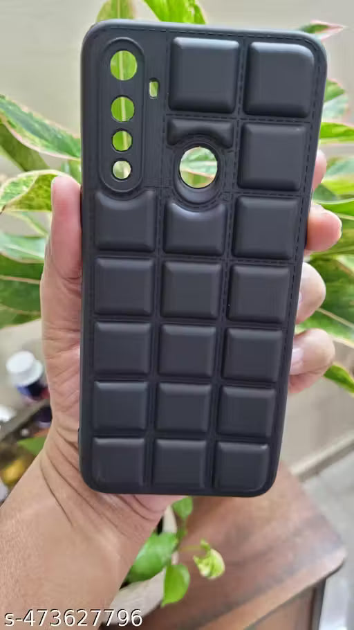 SROCK Realme 5, 5i, 5s, Narzo 10, 10A Back Case Cover Chocolate Design | Designer | Shock Proof | Camera Protection- Black