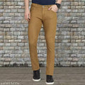 Slim Fit Mid Rise Stretchable Khaki Jeans Pants