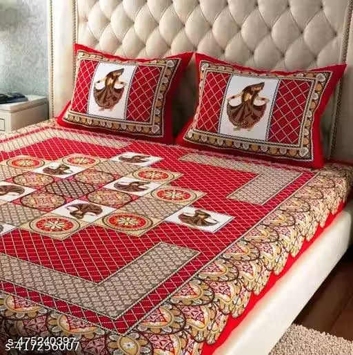 100% cotton double bedsheet with 2 pillow covers