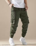 Cargo track pants designed for men, suitable for daily wear" Features an olive color and premium quality cotton material"