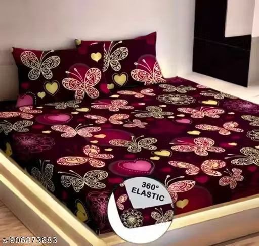 All Around Fitted Elastic Bedsheet With 2 Pillow Covers