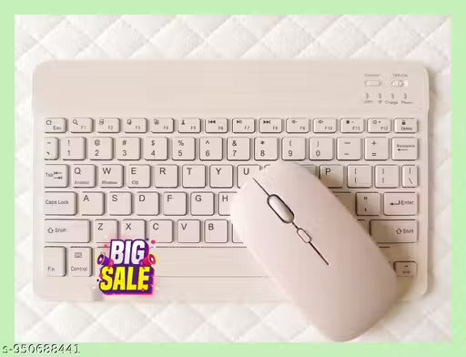 Multi-Device Rechargeable Bluetooth Wireless Keyboard & Mouse Combo for iPad, Android, Windows & Laptop | Slim Compact Portable Design | Long Battery Life | Premium White.