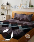 Super Soft Glace Cotton All Round Elastic Fitted Double Bed Bedsheet with 2 Pillow Covers-72x78x8 Inches-fiteed_Double