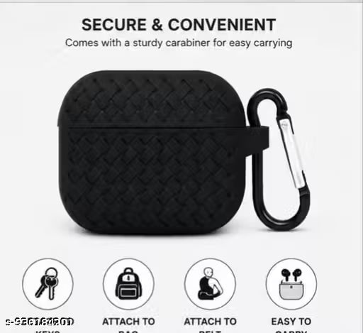 Silicone AirPods Pro 2 Cover Case with Hook | Stylish Protective Earbuds Cover | Soft Anti Scratch AirPods Case black