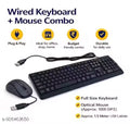 Premium Wired USB Keyboard and Mouse Combo for PC & Laptop | Full Size Desktop Keyboard with Optical Mouse Set (Black)