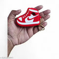 Trendy Red Sneaker Shape Silicone Keychain Pouch | Mini Shoe Coin Case with Keyring | Stylish Earbuds & Coin Holder