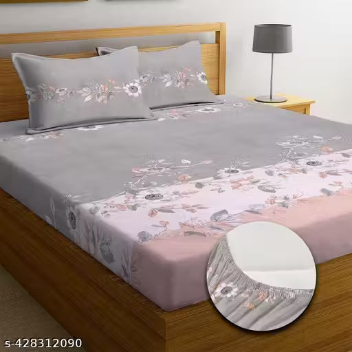 New cotton feel heavy quality Elastic fitted bedsheet for double bed (72*78 inches) fits upto8 inches