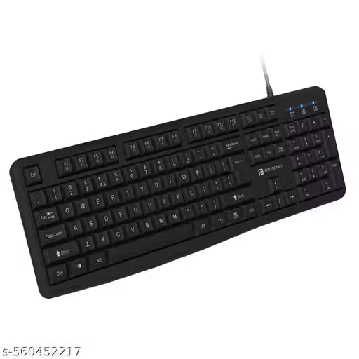 Portronics Ki-Pad 4 USB Wired Keyboard with Fn Multimedia Hotkeys, Full-Size Layout with Num Pad, Ergonomic Design, 1.5m USB Cable, for Laptop, PC(Black)