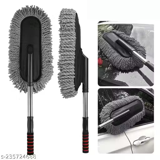 Super Soft Microfiber Car Duster Exterior with Extendable Handle, Car Brush Duster for Car Cleaning Dusting (Grey)