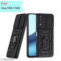 COVERLELO Tough Armor Vivo Y20 || Y20i (Black) Bumper Back Case Cover | Ring Holder & Sliding Camera Shield Cover