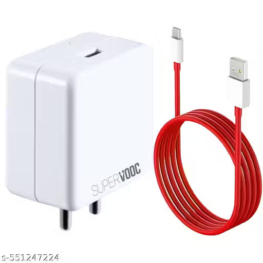 Ultra Fast 65 Watt Type-C Charger Adapter Mobile Charger, Charger for Mobile with Detachable Red & White Cable, 1 Meter Type C Cable