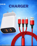 Dual USB Fast Mobile Charger with 3-in-1 Cable | Multi Charging Adapter for All Smartphones
