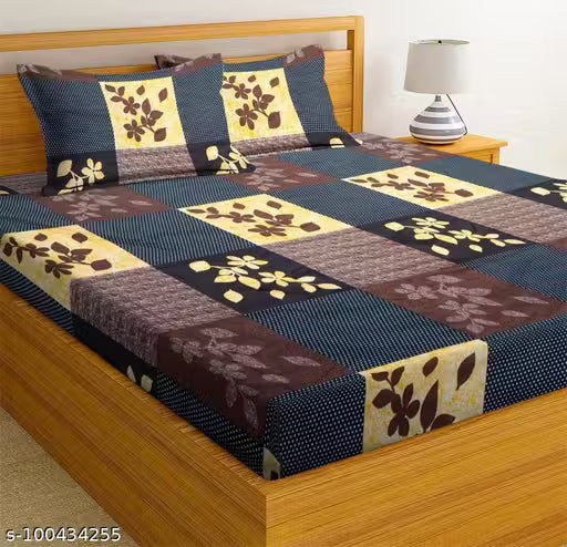 GLACE COTTON DOUBLE BED BEDSHEET PACK OF 1 WITH 2 PILLOW COVERS