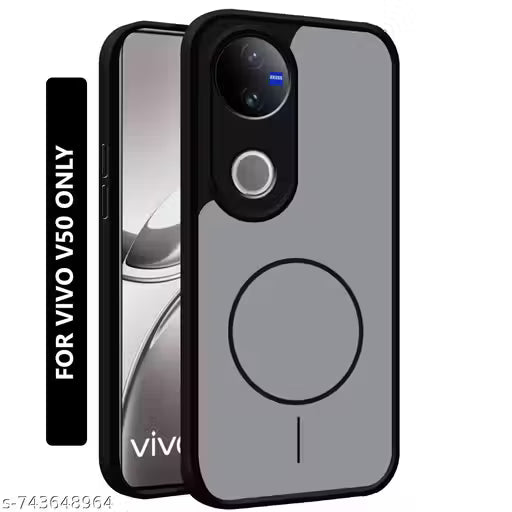 Movariete Back Cover For Vivo V50 5G TPU Matte Solid Color Soft-Touch Skin Magsafe Design, 360 Degree Protection, Shockproof Mobile Cover For Vivo V50 5G (Black)