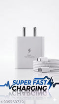 Premium 45W Super Fast Charger with Type-C to Type-C Data Cable | Compact Design & High-Speed Charging (White
