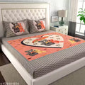 CLOTHOLOGY 144 TC 100% Cotton Double Bed Size/Queen Size Bed Printed Flat Bedsheet with 2 Pillow Covers,