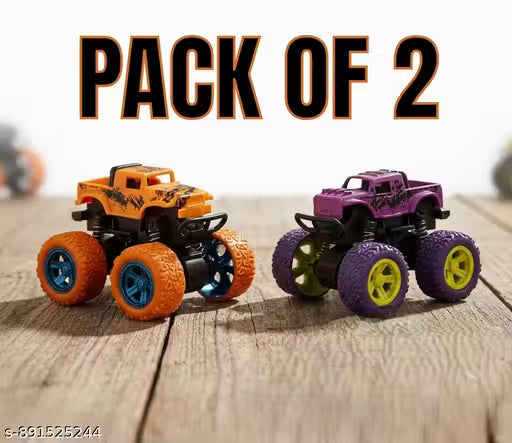 U G TRADERS Presents Mini Monster Trucks for Boys 3-7 Years | Durable Alloy & Non-Toxic Plastic Car Toys | Educational Toy Vehicles with Non-Slip Tires | Gift for Kids (Pack of 2, Multicolor)