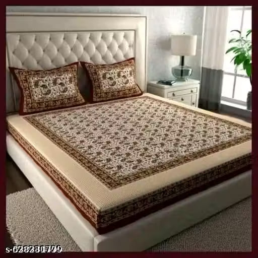 RAJASTHANI 100% JAIPURI COTTON DOUBLE BEDSHEET WITH 2 PILLOW COVER
