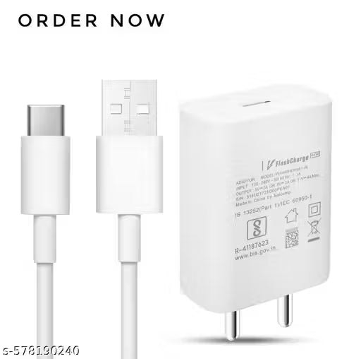 44W Flash Type-C Charger Quick Dash Warp Dart Flash Super Vooc Charge with 1 Meter Type C USB...