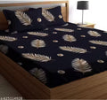 Fitted (Elastic) Cotton Double Bedsheet With 2 Pillow Covers