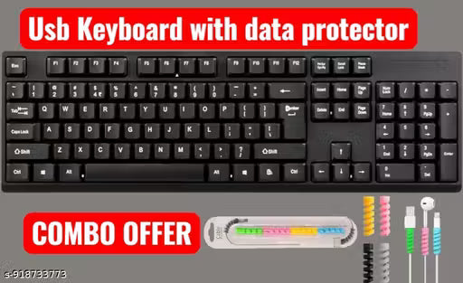 USB KEYBOARD 207 MULTIPLE PURPOSES USE LAPTOP COMPUTER CPU DESKTOP MOBILE LED TV CAMERA DVR PLUG IN PLAY WITH DATA PROTECTOR