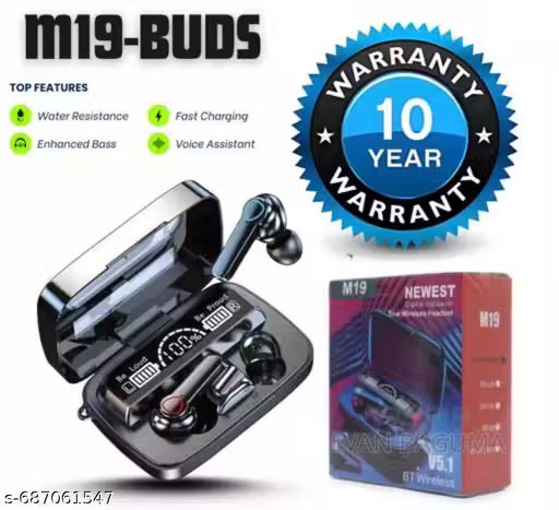 New M19 Wireless Earbuds TWS 5.1 Large Screen Dual LED Digital Display Touch Bluetooth Headset Headphones Mini Compact Portable Sports Waterproof Stereo in Ear Earphones@36