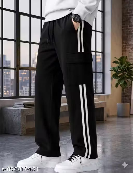 Stylish black 4 pocket side patti pants for boys| Casual cotton blend trackpants for boys| Attractive Summer pants