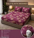 Chahat Homes King Size Fitted Elastic Cotton Superfine 1 Double Bedsheet With Free 2 Pillow Covers 1+2 Set Full Size 72*78+8 Inches And Big Size Of Pillow Covers JAI GURU JI