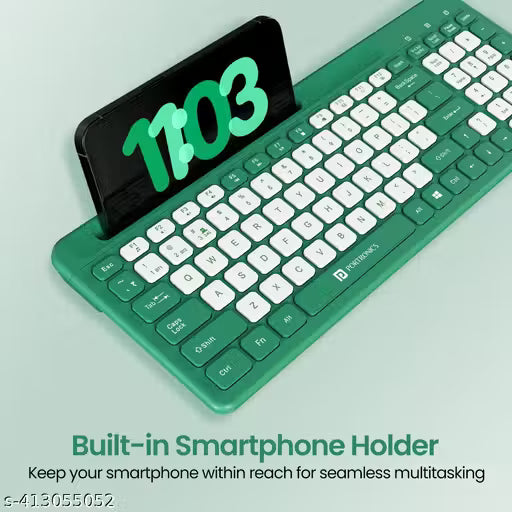 Portronics Bubble Square Wireless Keyboard with Bluetooth + 2.4 GHz USB Receiver (Dual Connectivity), Pair 3 Devices Max,