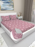 DOUBLE BED COTTON FEEL GLACE COTTON ALL AROUND ELASTIC FITTED BEDSHEET WITH 2 PILLOW COVERS