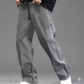 Elegant Modern Man Track pants/Premium Grey Polyester Dry - fit Lower with Stylish white side Stripe / piping