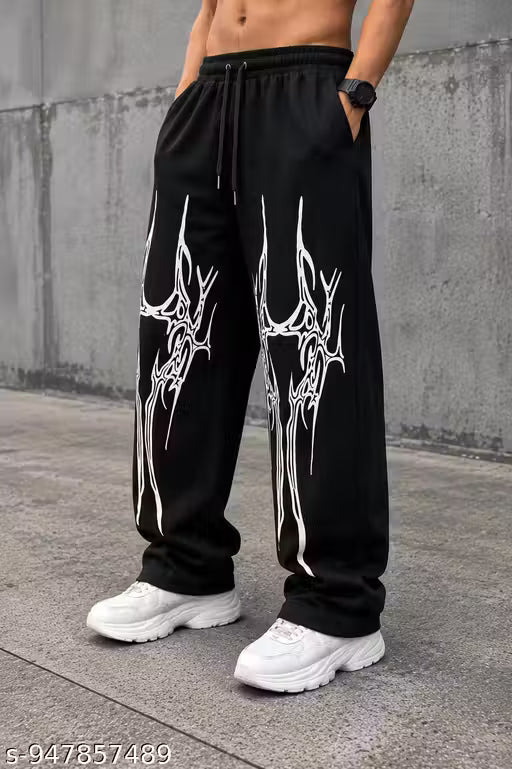 men baggy track pant black cotton blend ,gym,casual and sportswear