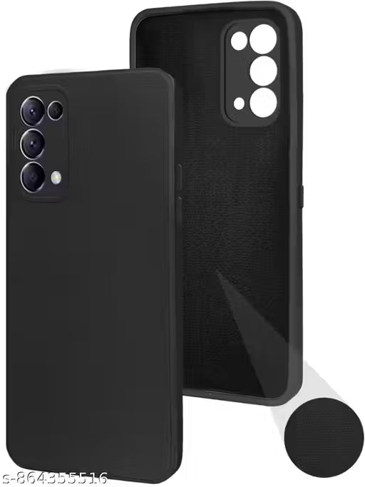 Trisha Creation Silicone Back Cover for Oppo Reno 5, Soft-Touch Phone Back Cover for Oppo Reno5 ( Black )