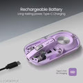 Portronics Toad 8 Transparent Wireless Bluetooth Mouse with Dual Wireless (BT + 2.4 GHz), Rechargeable Battery, Show/Hide Desktop, Multi-Device Pair, Adjust Sensitivity (Purple)