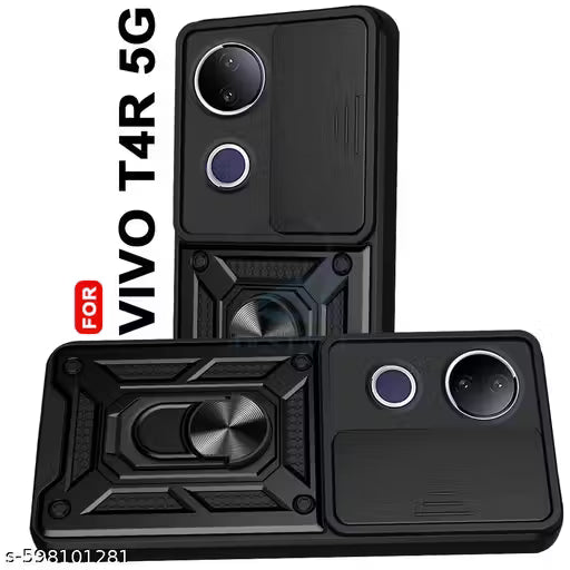 AESTMO Armor Vivo T4R 5G Bumper Back Case Cover | Ring Holder & Sliding Camera Shield Cover