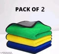 Microfiber Cloth for Car Cleaning (800 GSM, Pack of 2, 30x40 cm, Multicolor) Double Sided, Extra Thick Plush Towel for Car Detailing, Cleaning, Washing and Polishing