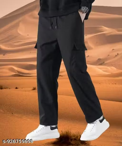 New Stylish | Premium Quality | Track Pant | 4 Pocket | Cotton Cargo | Men Pant| Black